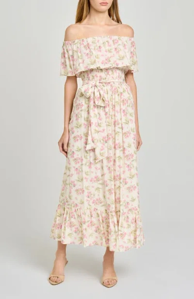 Wayf Indie Floral Off-the-shoulder Dress In Multi