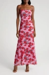Wayf Isabella Print Maxi Dress In Pink Roses