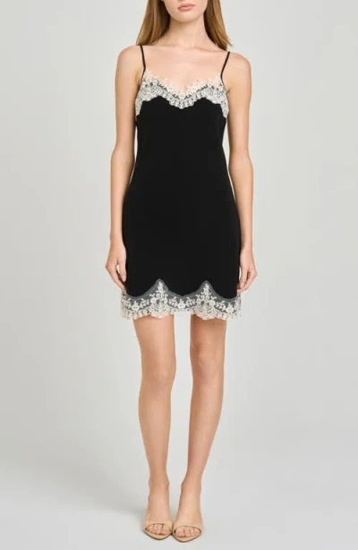 Wayf Isabelle Lace Trim Slip Dress In Black
