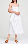 Wayf Isabelle Smocked Linen Blend Midi Sundress In Ivory
