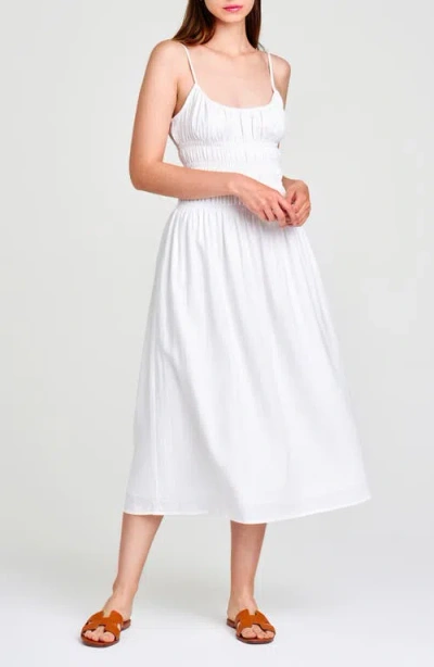 Wayf Isabelle Smocked Linen Blend Midi Sundress In Ivory