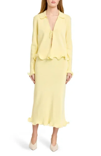 Wayf Isla Ruffle Hem Sweater Skirt In Yellow