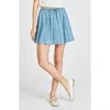 Wayf Jane Pleated Denim Miniskirt In Vintage Blue