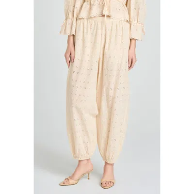 Wayf Jasmine Eyelet Embroidered Cotton Balloon Pants In Neutral