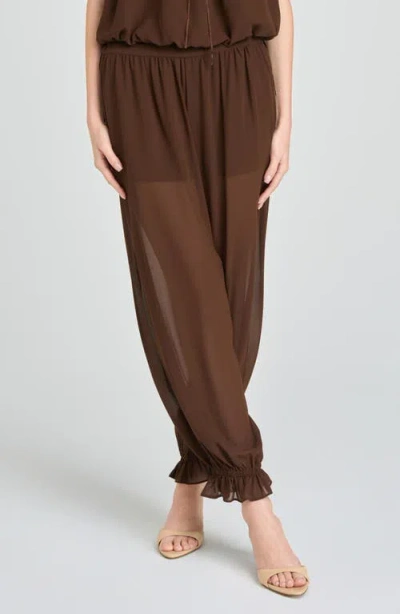 Wayf Jasmine Semisheer Balloon Pants In Brown
