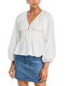 Wayf Jess Drawstring Stretch Cotton Poplin Top In White