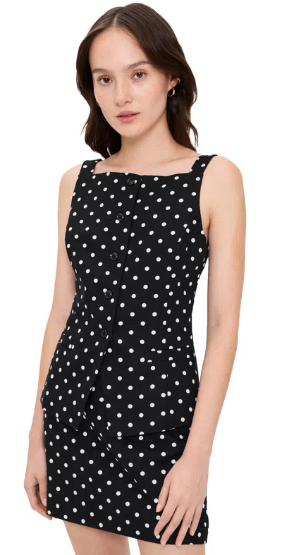 Wayf Joan Button Front Top Black Polka Dot