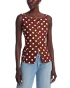 Wayf Joan Button Front Top In Redwood Polka Dot