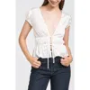 Wayf Jolie Smocked Tie Front Top In Ivory
