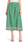 Wayf Josefina Cotton Blend Skirt In Green Scarf
