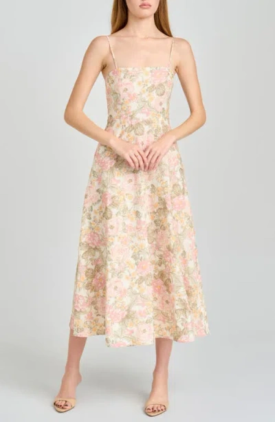Wayf Josefina Floral Fit & Flare Midi Dress In Pink