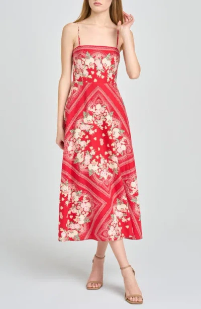 Wayf Josefina Floral Midi Dress In Red