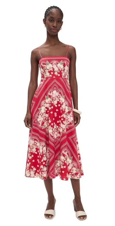 Wayf Josefina Midi Dress Red Scarf