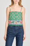 Wayf Josefina Mix Print Crop Top In Green Scarf