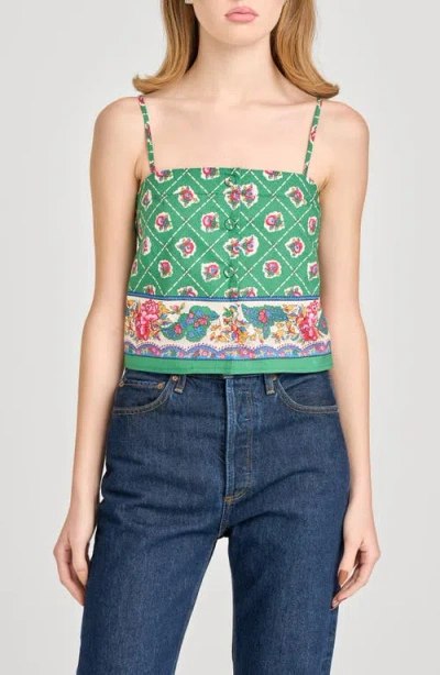Wayf Josefina Mix Print Crop Top In Green Scarf
