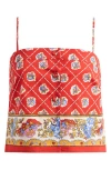 Wayf Josefina Mix Print Crop Top In Red Scarf