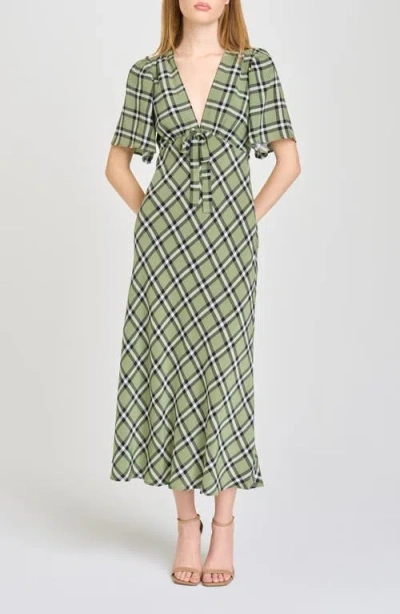 Wayf Jules Plaid Midi Dress In Green