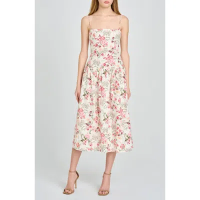 Wayf Juliet Floral Midi Dress In White