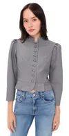 Wayf Kaelani Button Front Peplum Jacket In Grey