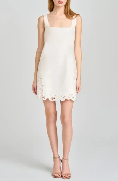 Wayf Katarina Eyelet Embroidered Stretch Cotton Minidress In White