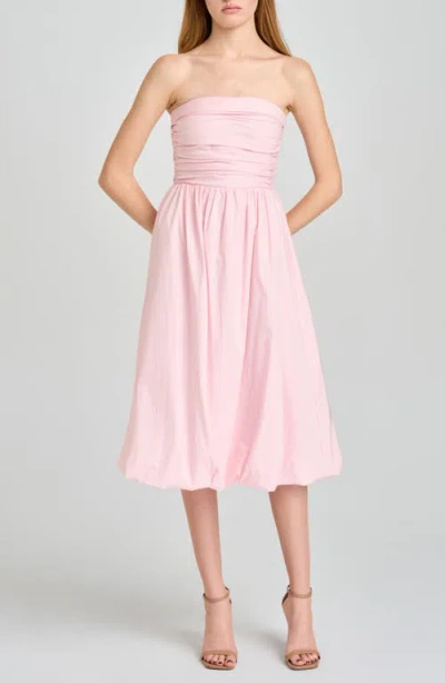 Wayf Katherine Bubble Hem Stretch Cotton Midi Dress In Pink