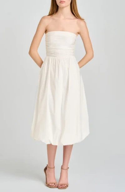 Wayf Katherine Bubble Hem Stretch Cotton Midi Dress In White