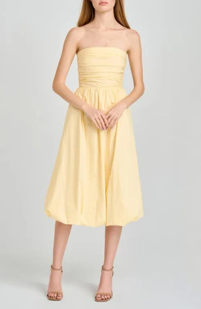 Wayf Katherine Bubble Hem Stretch Cotton Midi Dress In Yellow