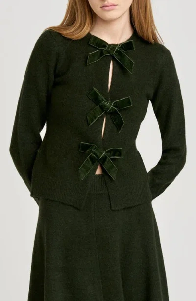 Wayf Kayla Velvet Bow Front Cardigan In Multi