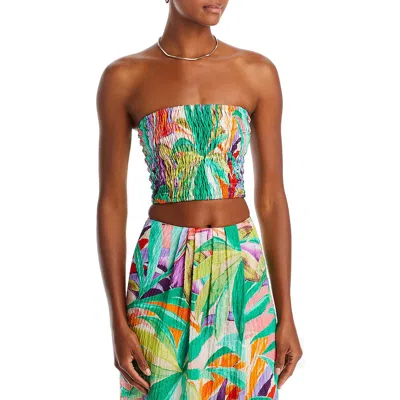 Wayf Kimmy Womens Smocked Bandeau Cropped In Green