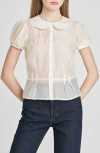 Wayf Kit Puff Sleeve Semisheer Peplum Top