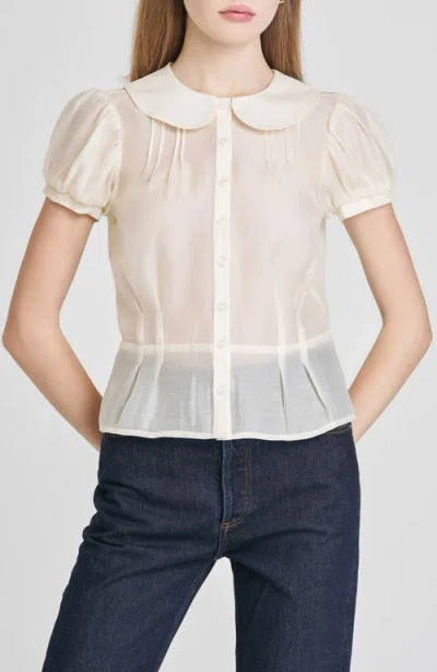 Wayf Kit Puff Sleeve Semisheer Peplum Top
