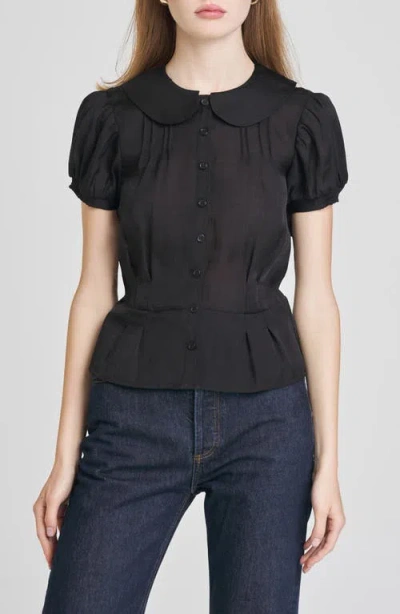 Wayf Kit Puff Sleeve Semisheer Peplum Top