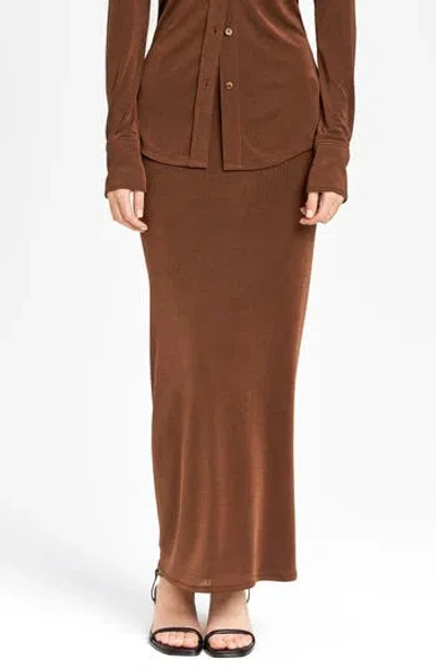 Wayf Knit Maxi Skirt In Brown