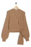 Wayf Terri Bouclé Rib Wrap Sweater In Mocha