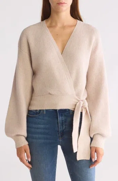 Wayf Knit Wrap Sweater In Oatmeal