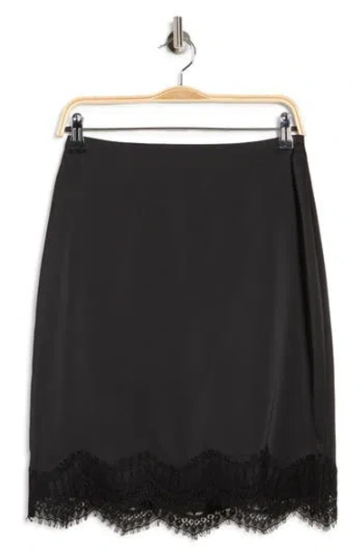 Wayf Lace Inset Midi Skirt In Black
