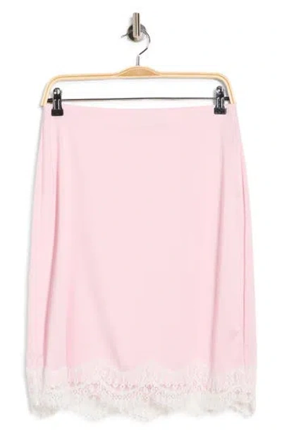 Wayf Lace Inset Midi Skirt In Pink