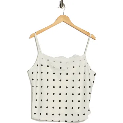 Wayf Lace Inset Polka Dot Cami In White
