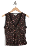 Wayf Lace Trim Gathered Bust Top In Black Ditsy