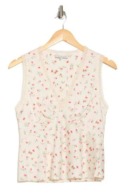 Wayf Lace Trim Gathered Bust Top In Pink