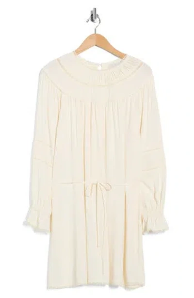 Wayf Lace Trim Long Sleeve Dress In Neutral