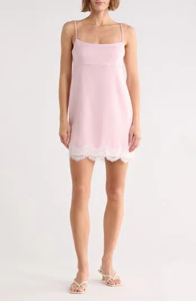 Wayf Lace Trim Minidress In Pink