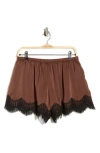 Wayf Lace Trim Pull-on Shorts In Brown