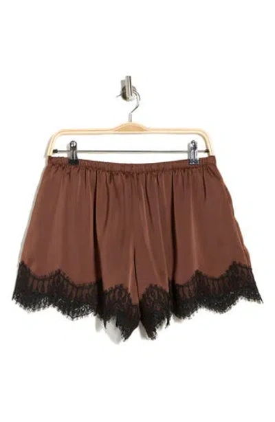 Wayf Lace Trim Pull-on Shorts In Brown