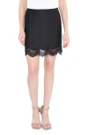 Wayf Lace Trim Satin Miniskirt