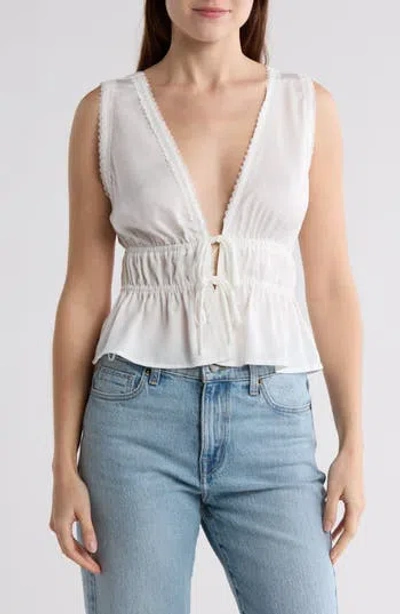 Wayf Lace Trim Tank In Ivory