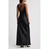 Wayf Lea Cowl Neck Satin Gown In Black