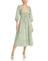 Wayf Leighton Midi Dress In Olive Paisley