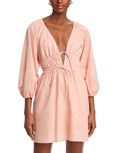 Wayf Leighton Poplin Mini Dress In Brown