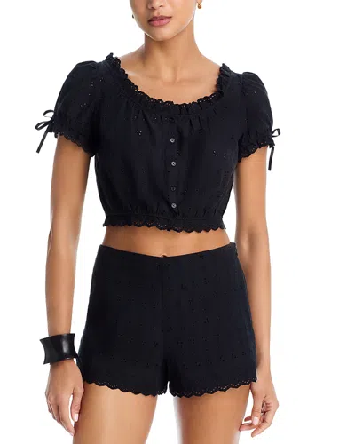 Wayf Lele Short Sleeve Top In Black